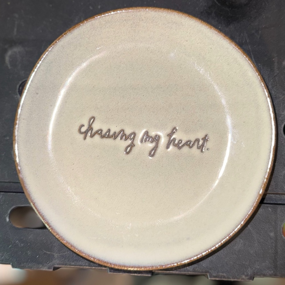 Rae Dunn Chasing My Heart Cream Small Plate